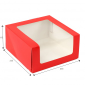 Коробка для торта с окном, 235*235*115, красная