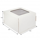 Коробка для торта «Стандарт» с окном, 300*300*190, белая