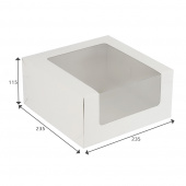 Коробка для торта с окном, 235*235*115, белая