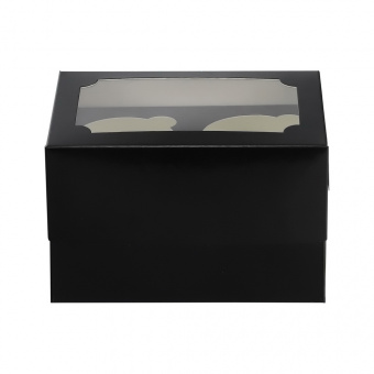 Коробка для 2 капкейков с окном, черная